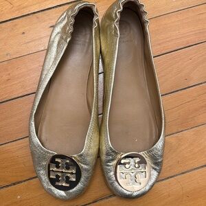 Tory Burch gold flats